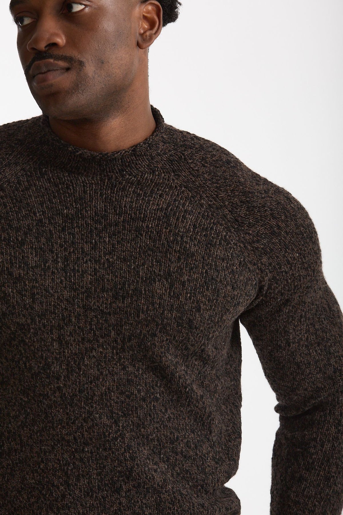 Maglia in lambswool Moulinè marrone e nero uomo Drumohr - 5