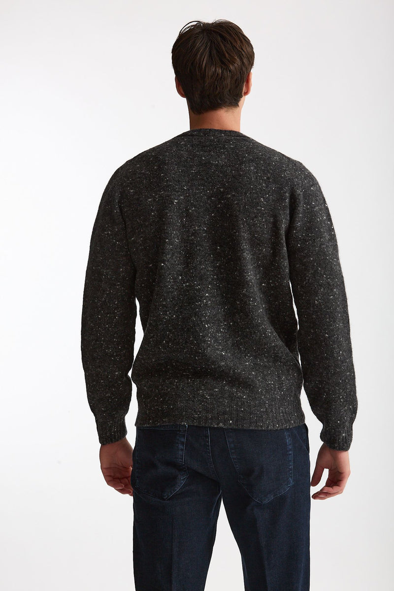Maglia girocollo in lana e cashmere Tweed grigio uomo Drumohr - 4