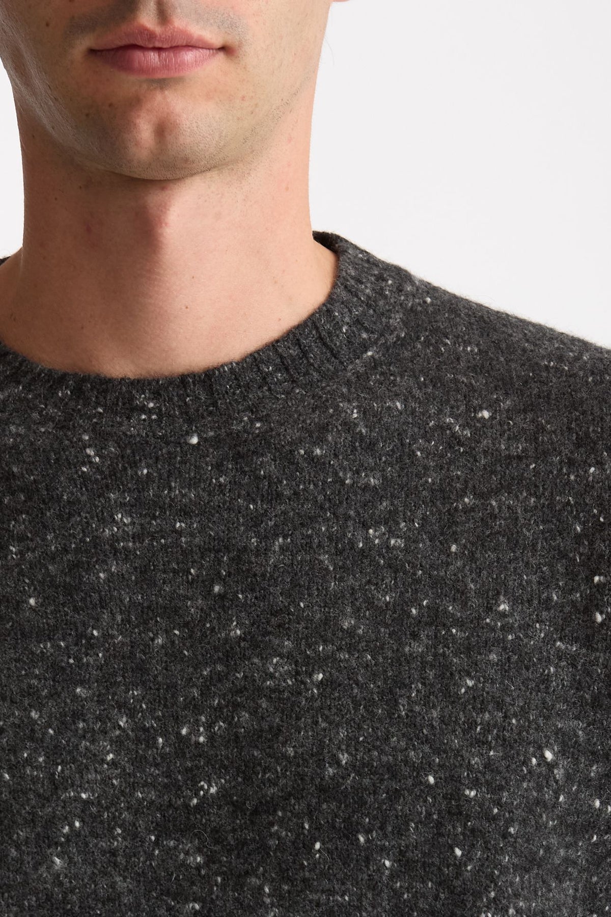 Maglia girocollo in lana e cashmere Tweed grigio uomo Drumohr - 5