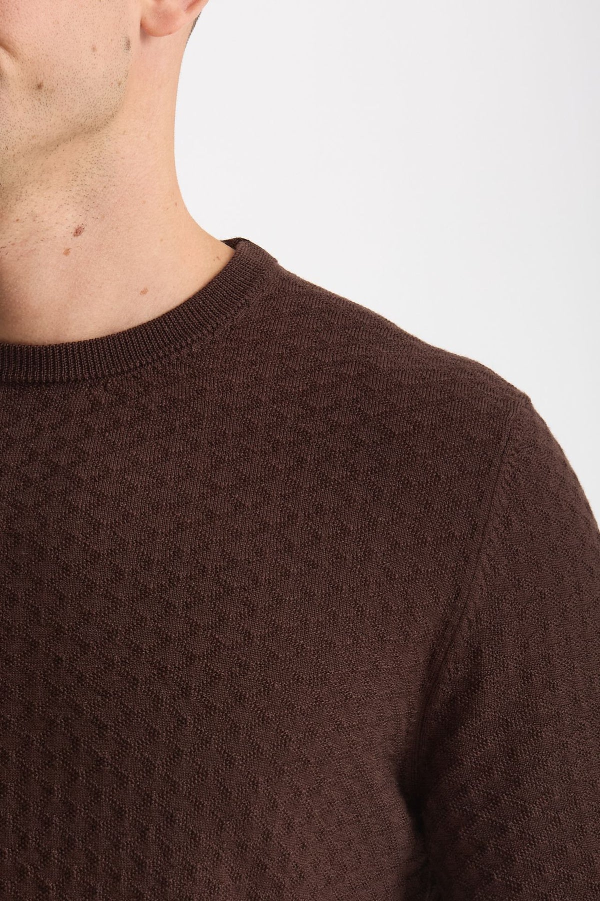 Maglia in lana marrone microlavorata uomo Drumohr - 5