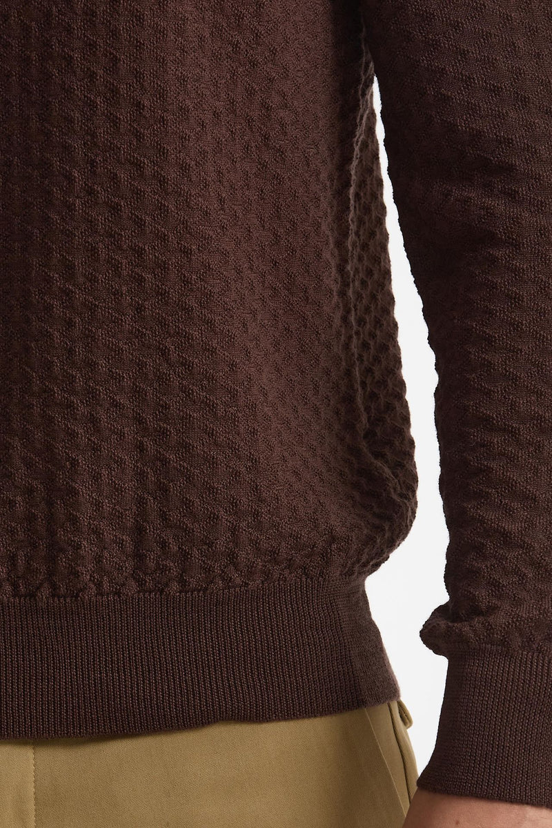 Maglia in lana marrone microlavorata uomo Drumohr - 6