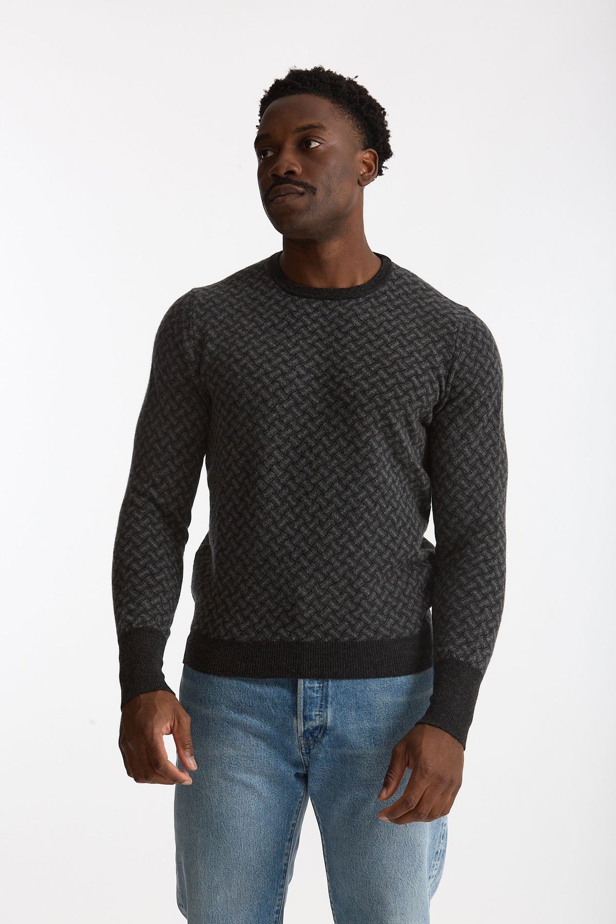 Maglia in cashmere fantasia grigio e antracite uomo Drumohr - 2