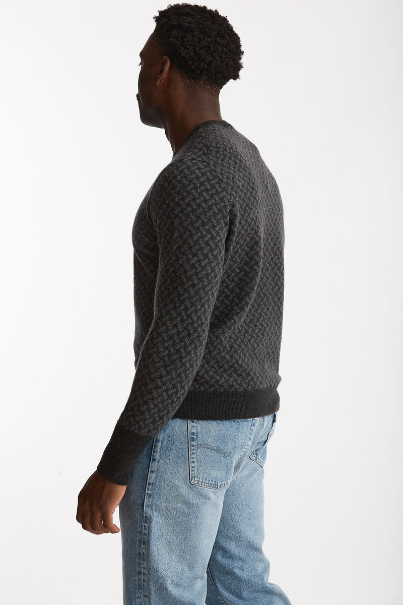 Maglia in cashmere fantasia grigio e antracite uomo Drumohr - 3