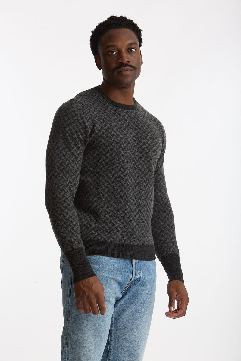 Maglia in cashmere fantasia grigio e antracite uomo Drumohr - 4