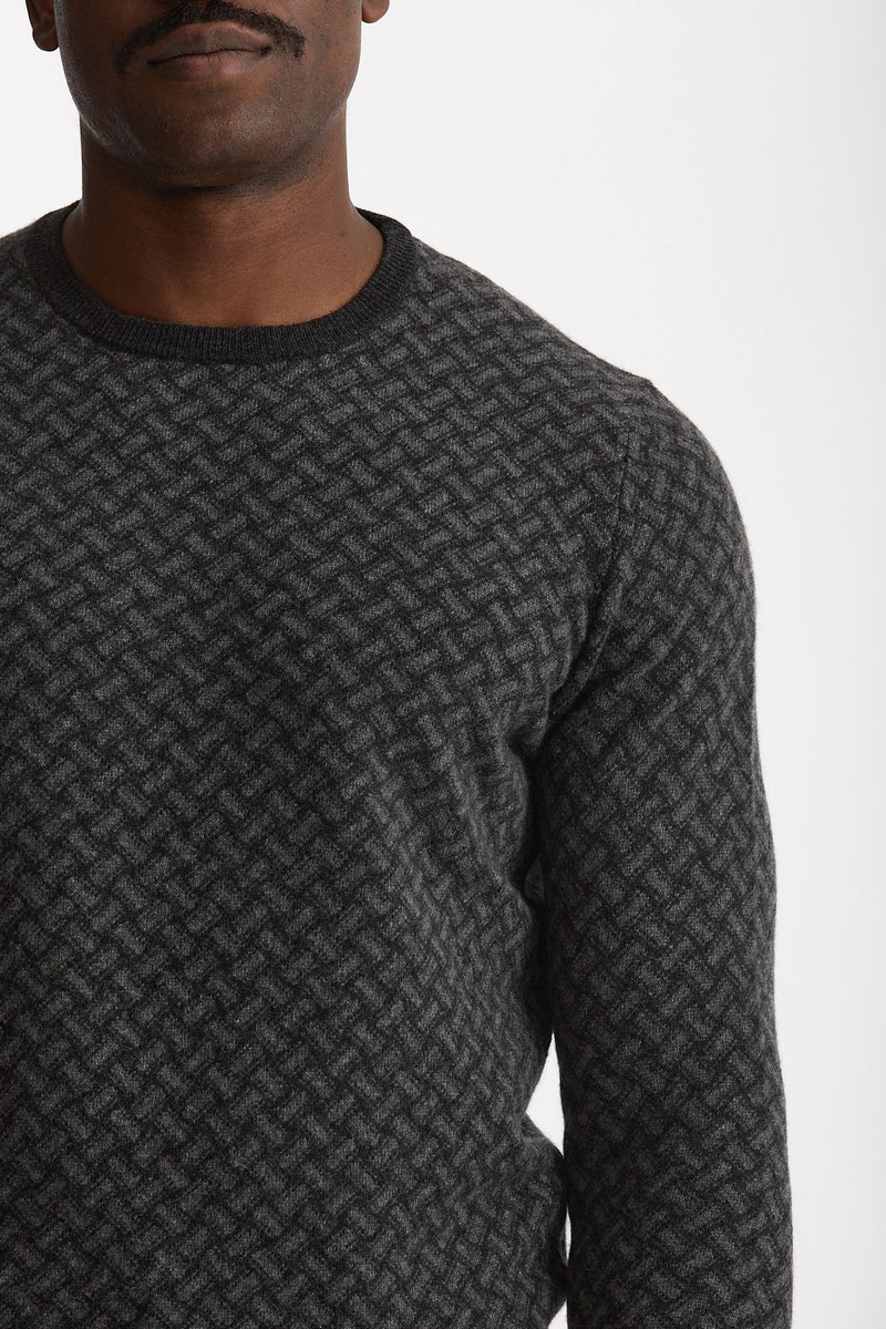 Maglia in cashmere fantasia grigio e antracite uomo Drumohr - 5