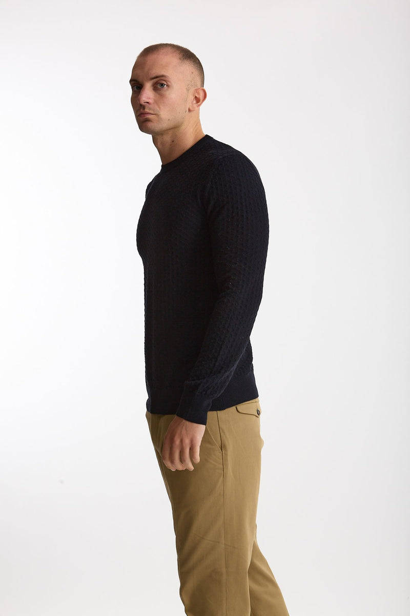 Maglia in lana blu microlavorazione uomo Drumohr - 2