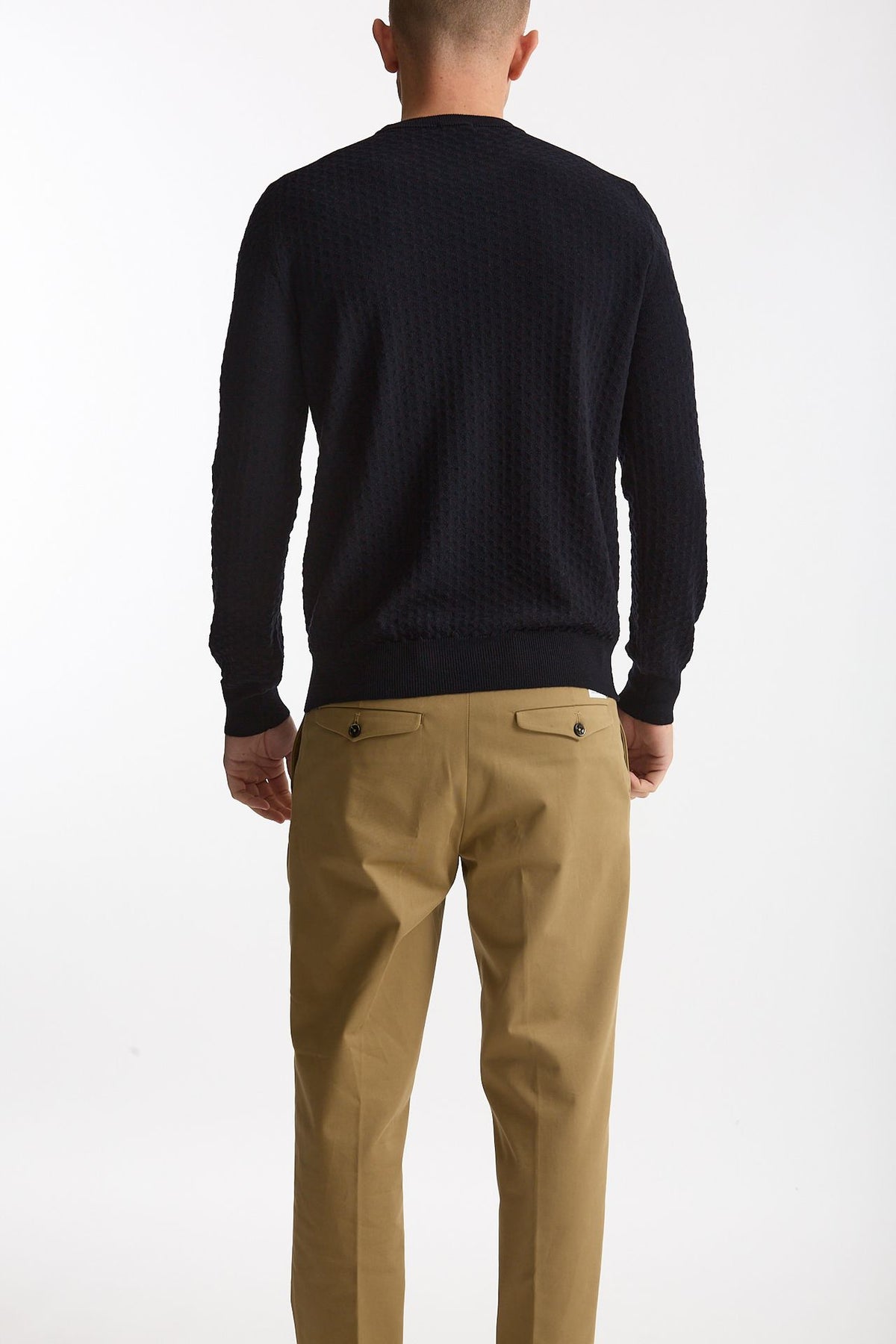 Maglia in lana blu microlavorazione uomo Drumohr - 3