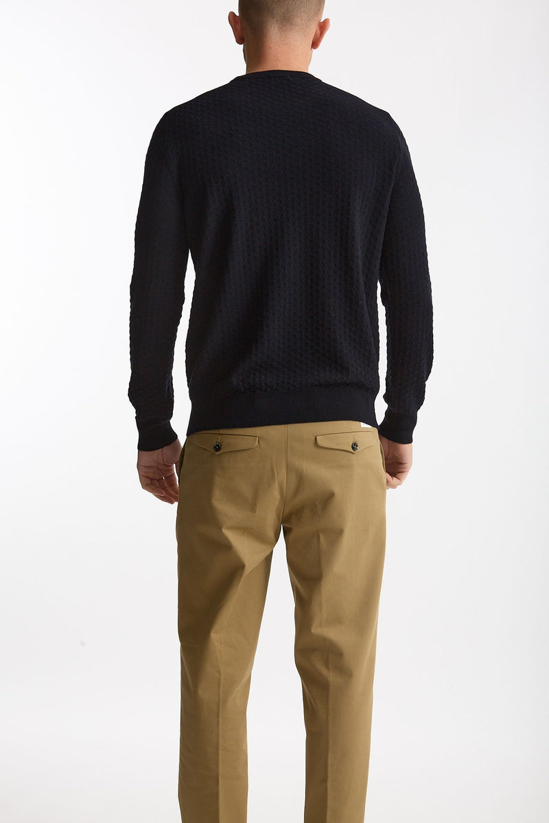 Maglia in lana blu microlavorazione uomo Drumohr - 3