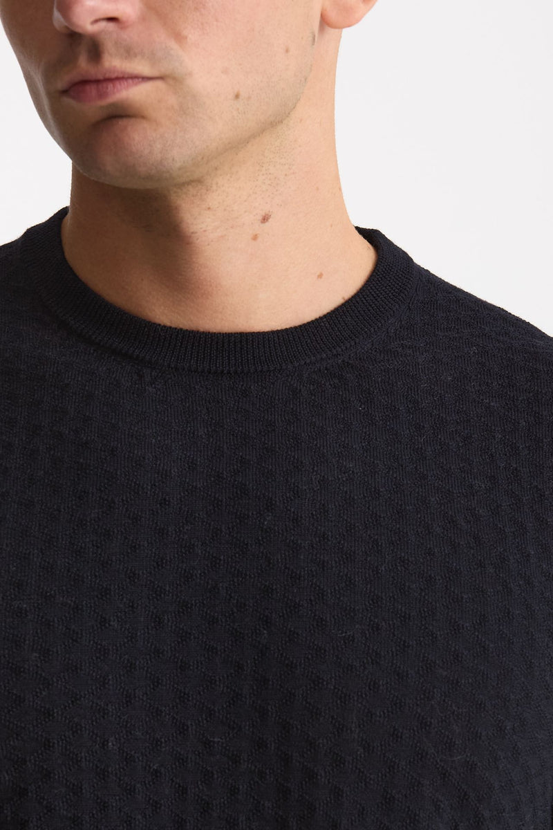 Maglia in lana blu microlavorazione uomo Drumohr - 5