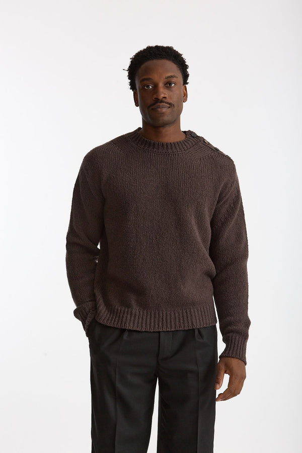 Maglia girocollo in lana marrone uomo Grifoni