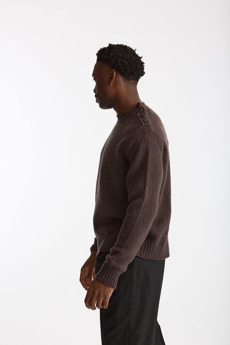 Maglia girocollo in lana marrone uomo Grifoni - 1