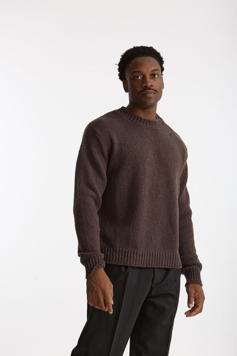 Maglia girocollo in lana marrone uomo Grifoni - 4