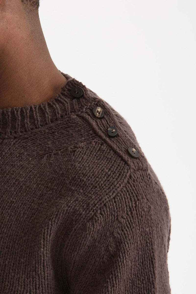 Maglia girocollo in lana marrone uomo Grifoni - 5