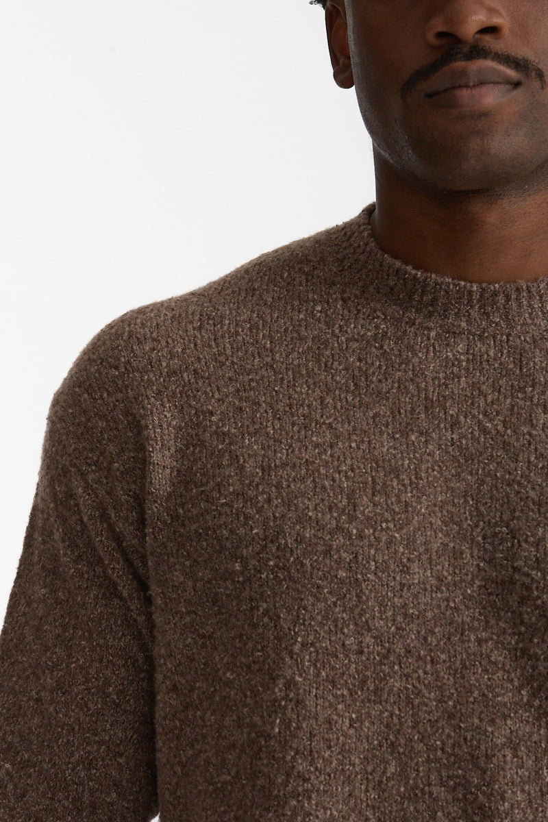 Maglia girocollo in lana bouclè noce uomo Grifoni - 5