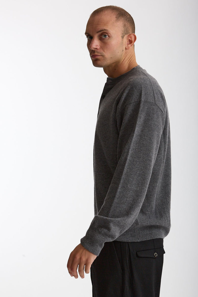 Maglia serafino in lana grigio uomo Grifoni - 3