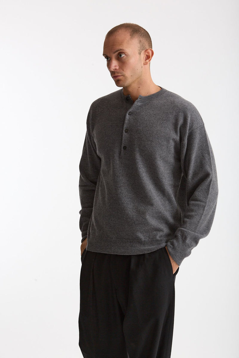 Maglia serafino in lana grigio uomo Grifoni - 2