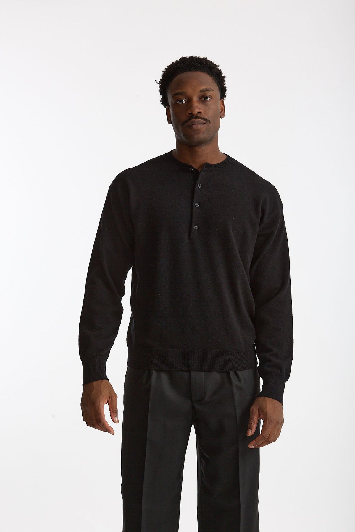 Maglia serafino in lana nero uomo Grifoni - 4