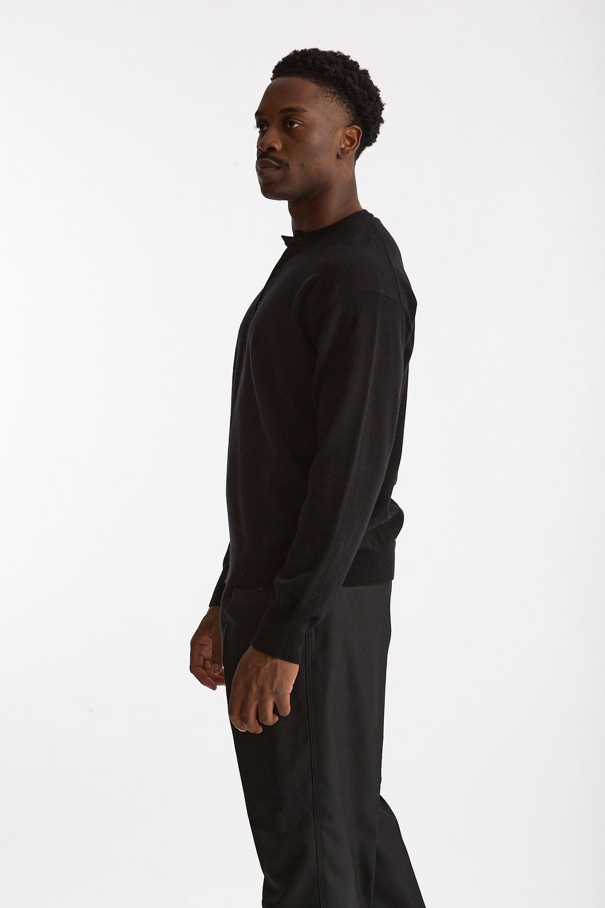 Maglia serafino in lana nero uomo Grifoni - 1