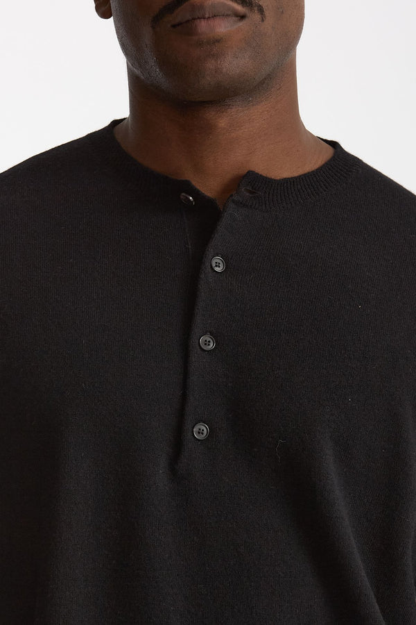 Maglia serafino in lana nero uomo Grifoni