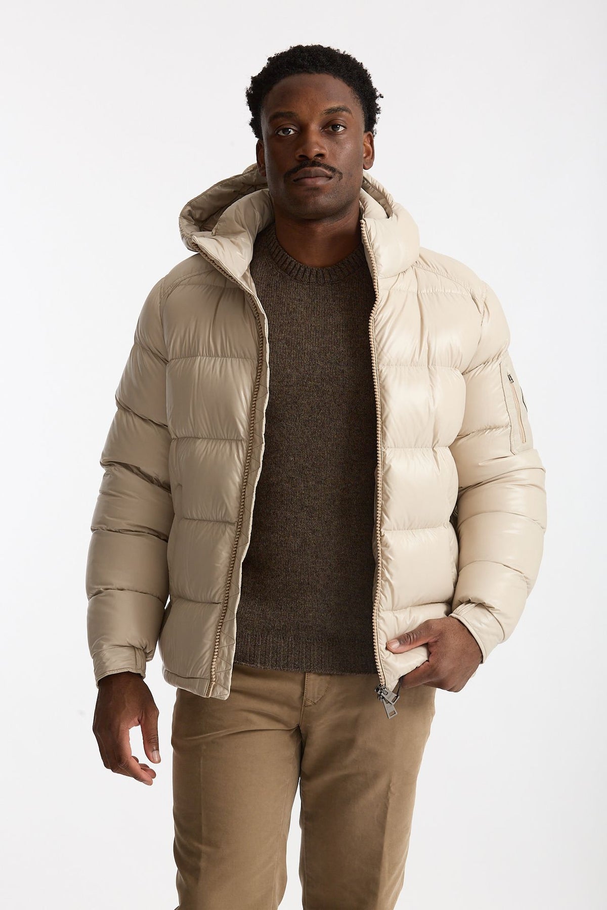 Piumino in nylon lucido panna uomo Herno - 1