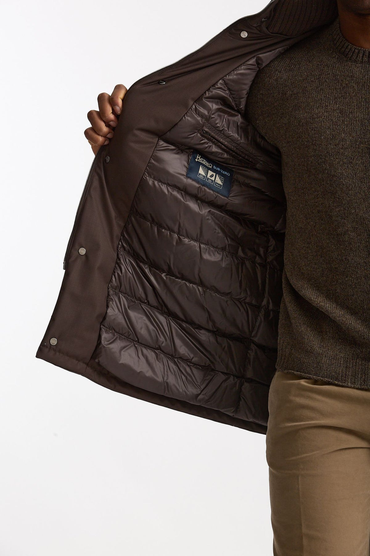 Parka imbottito in nylon marrone uomo Herno - 7