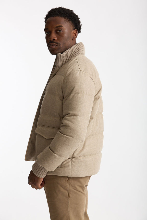 Piumino esterno in lana e seta beige uomo Herno