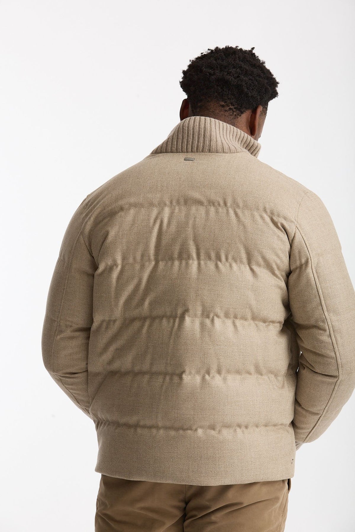 Piumino esterno in lana e seta beige uomo Herno - 8