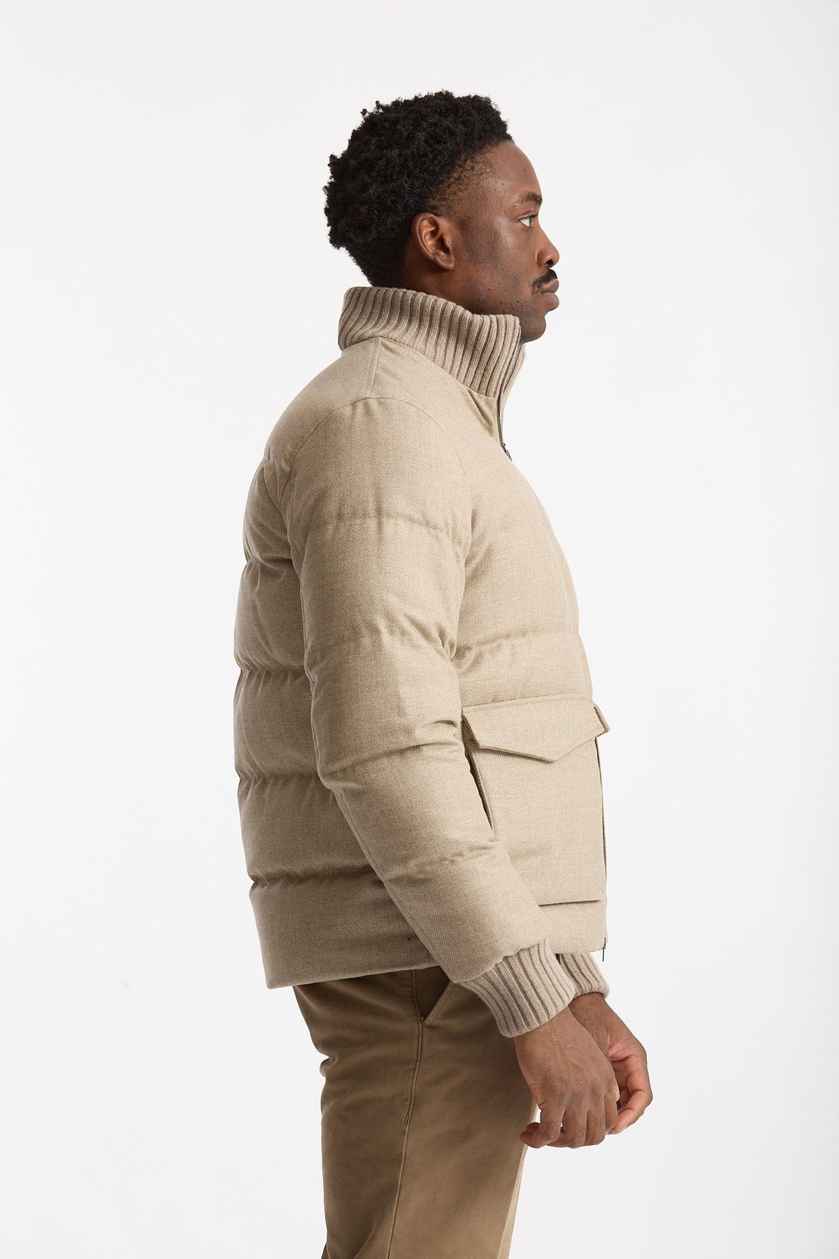 Piumino esterno in lana e seta beige uomo Herno - 3