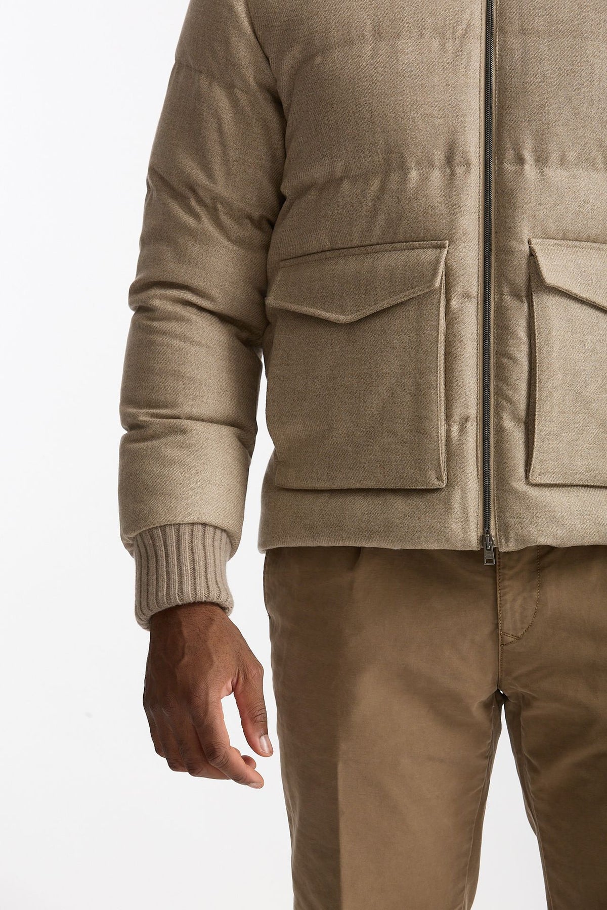 Piumino esterno in lana e seta beige uomo Herno - 7