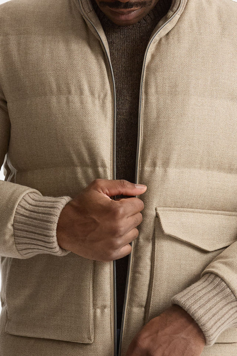 Piumino esterno in lana e seta beige uomo Herno - 6