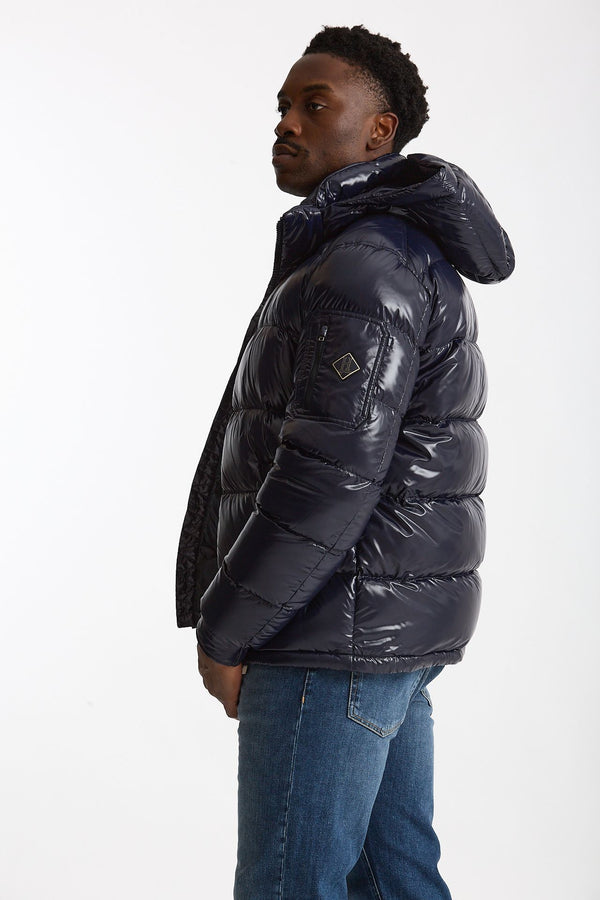 Piumino blu in nylon lucido uomo Herno
