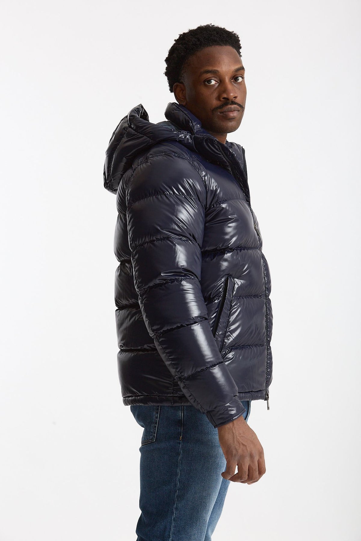 Piumino blu in nylon lucido uomo Herno - 5
