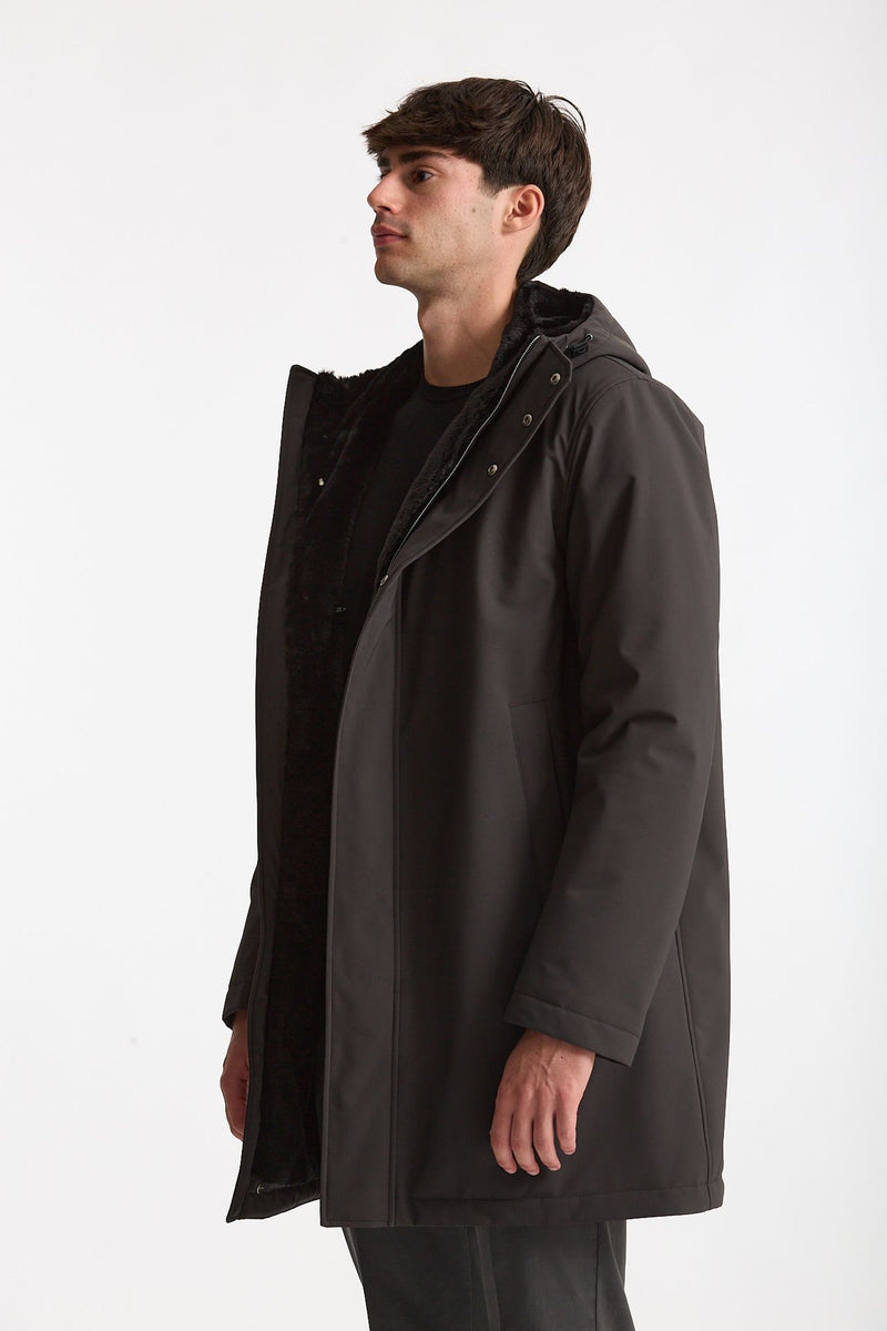 Parka esterno in nylon grigio antracite uomo Herno - 1