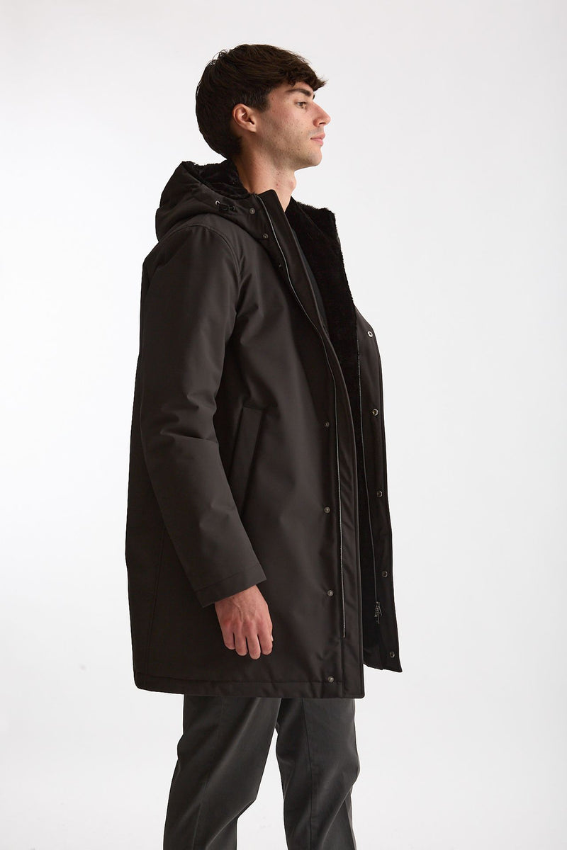 Parka esterno in nylon grigio antracite uomo Herno - 4