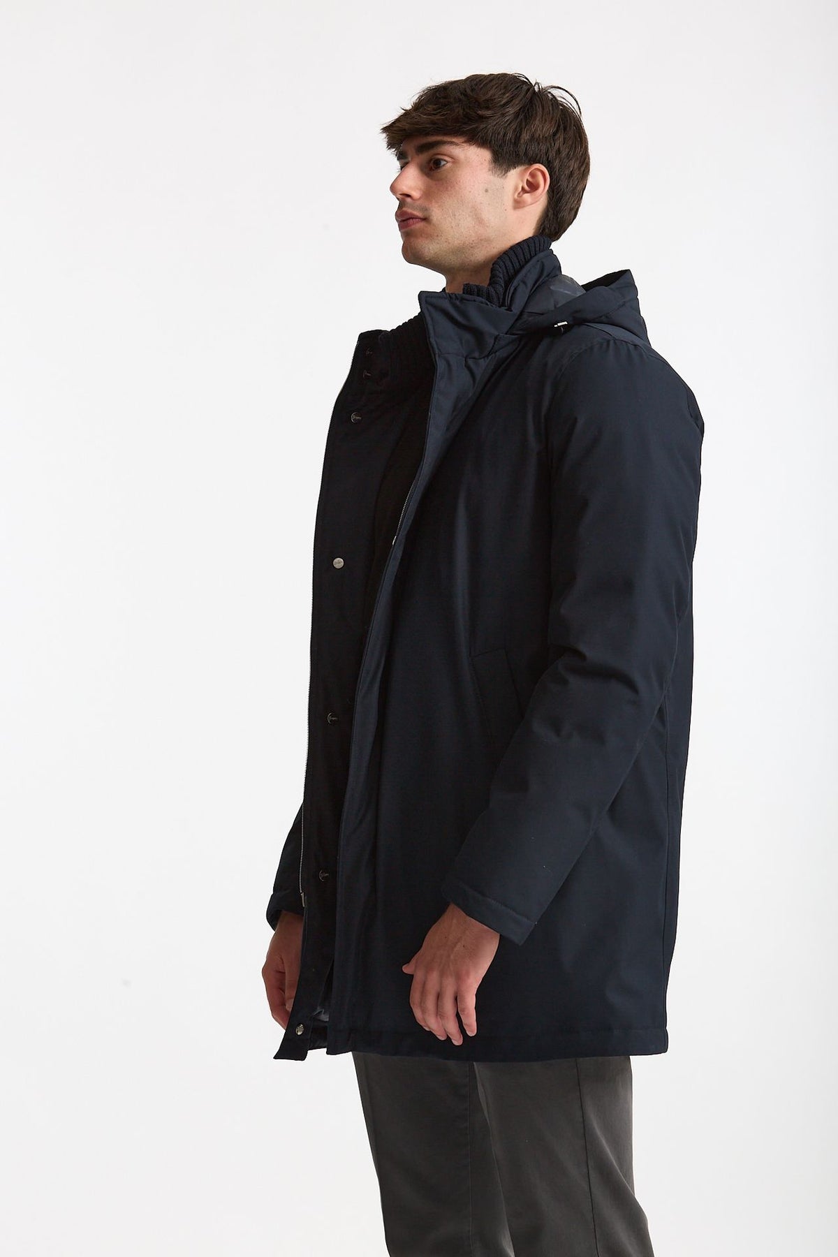 Parka in nylon e viscosa blu uomo Herno - 4
