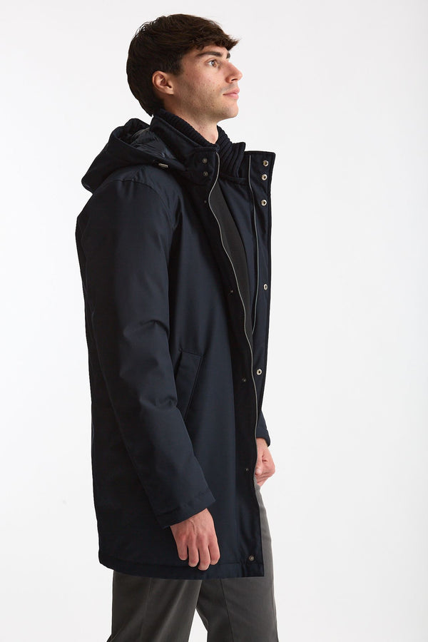 Parka in nylon e viscosa blu uomo Herno