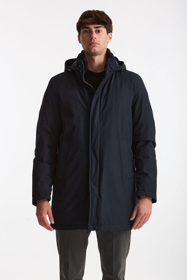 Parka in nylon e viscosa blu uomo Herno