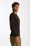 Maglia girocollo in lana rasata marrone uomo Hosio - 3