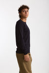 Maglia girocollo in lana rasata blu uomo Hosio - 3