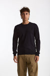 Maglia girocollo in lana rasata blu uomo Hosio - 2