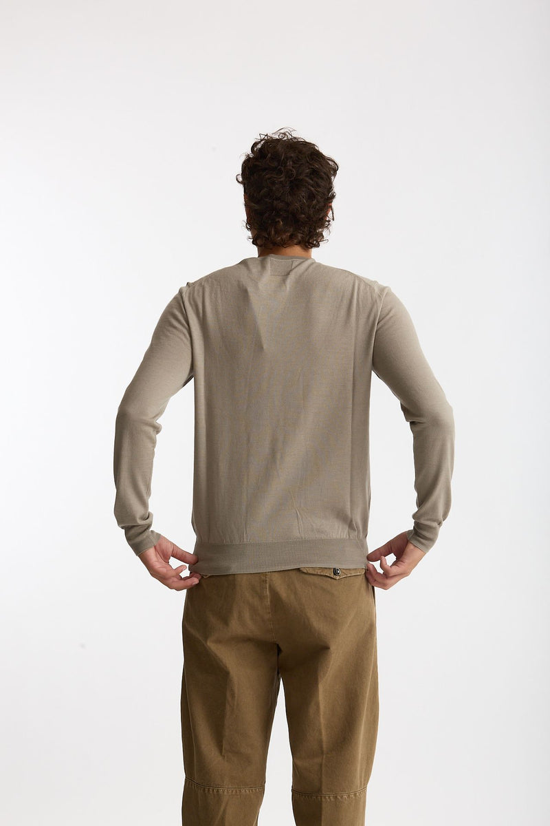 Maglia girocollo in lana rasata tortora uomo Hosio - 4