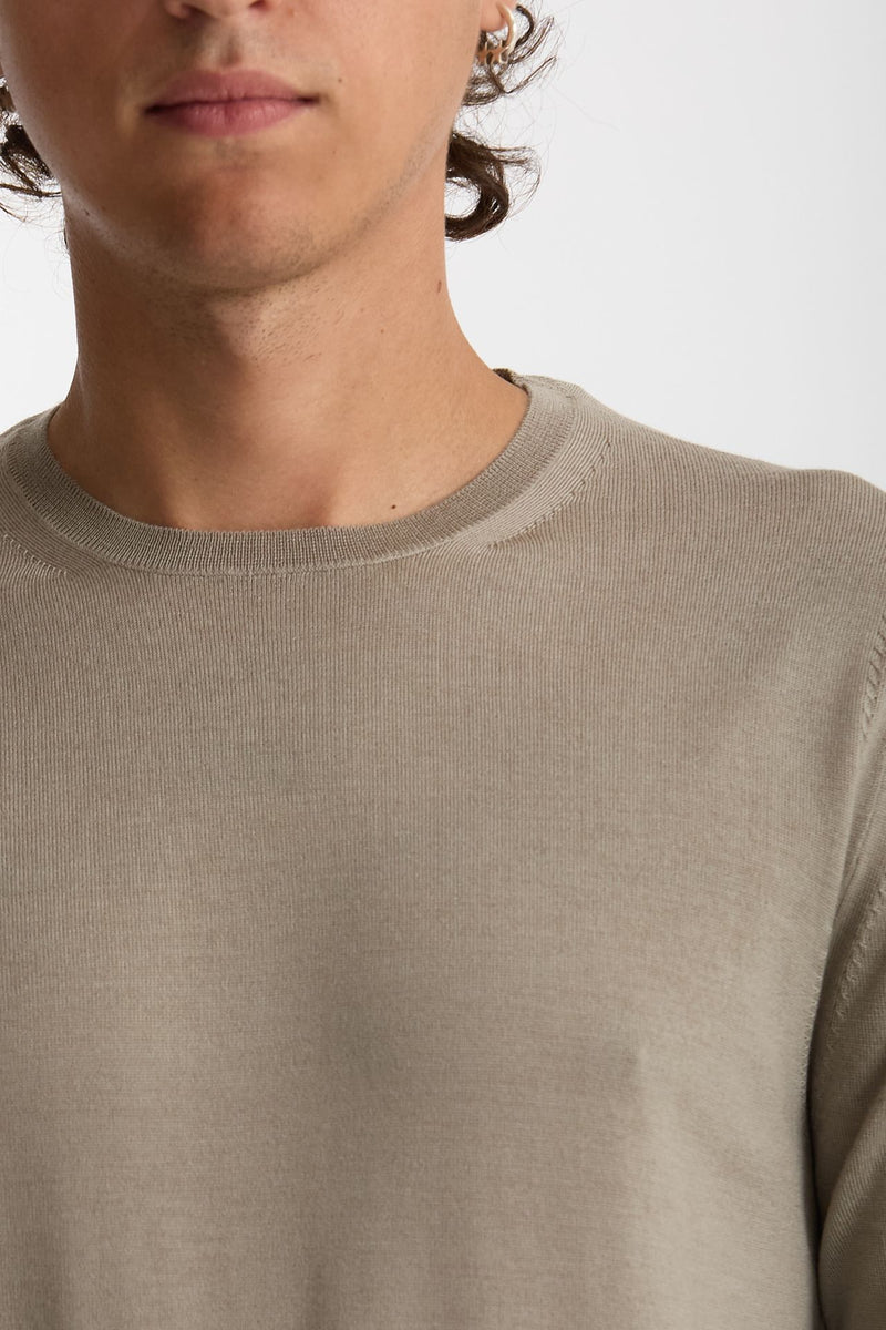 Maglia girocollo in lana rasata tortora uomo Hosio - 5