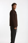 Overshirt Full zip in lana marrone uomo Hosio - 2