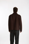 Overshirt Full zip in lana marrone uomo Hosio - 3