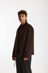 Overshirt Full zip in lana marrone uomo Hosio - 4