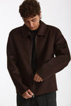 Overshirt Full zip in lana marrone uomo Hosio - 5