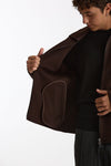 Overshirt Full zip in lana marrone uomo Hosio - 7