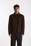 Overshirt Full zip in lana marrone uomo Hosio - 8