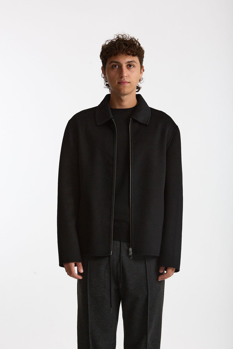 Overshirt Full zip in lana nero uomo Hosio - 2