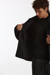 Overshirt Full zip in lana nero uomo Hosio - 5